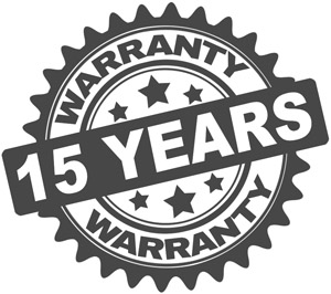 15 year warranty limited stamp round tag. Warranty extended guarantee icon.